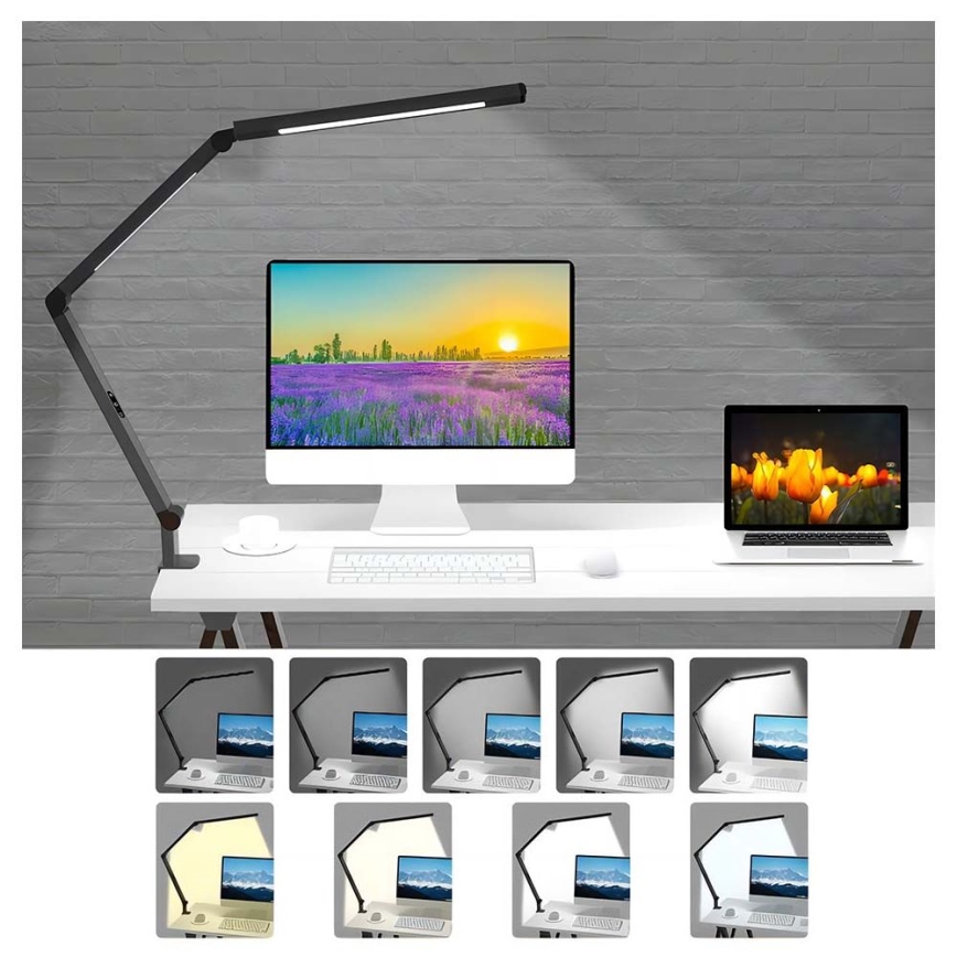 Lampe de table tactile flexible à intensité variable POINTIQ LED/12W/230V 3000/4000/5000/6500K CRI 92 noir