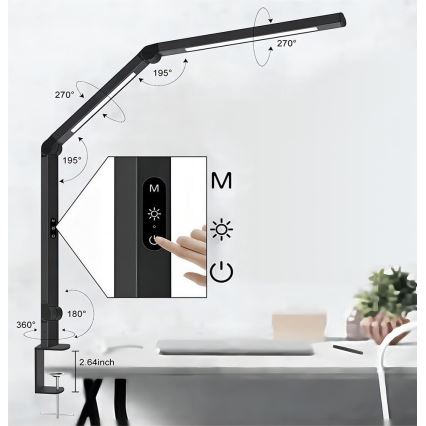 Lampe de table tactile flexible à intensité variable POINTIQ LED/12W/230V 3000/4000/5000/6500K CRI 92 noir