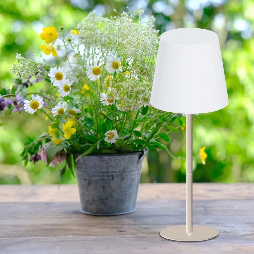 Lampe de table d'extérieur tactile à intensité variable LED RGBW LUCIA LED/2W/5V 1800/2700/6500K 3600 mAh IP44 beige