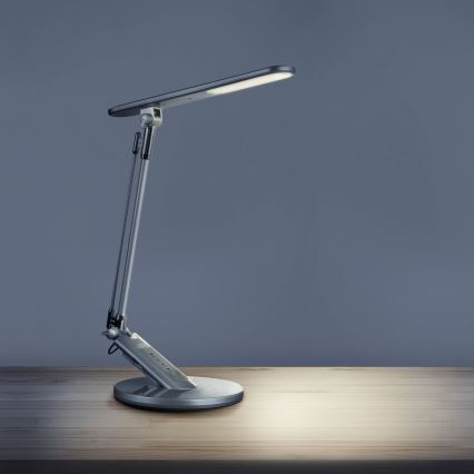 Lampe de table tactile LED à intensité variable OPTIMUM LED/7W/230V USB 3000/4000/6000K argent