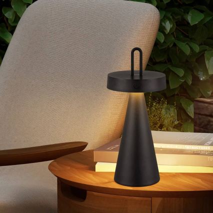 Lampe de table LED tactile d'extérieur rechargeable et dimmable HALO LED/1,5W/3,7V 3000 mAh IP44 noire