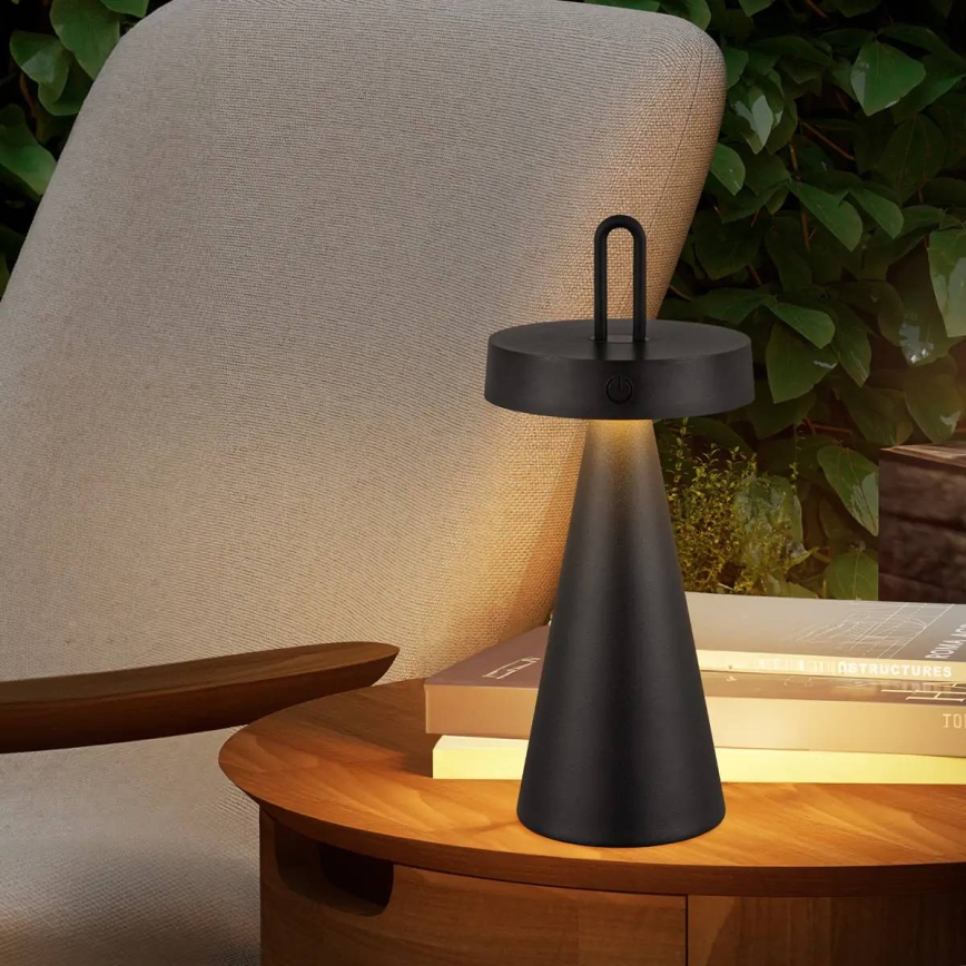 Lampe de table LED tactile d'extérieur rechargeable et dimmable HALO LED/1,5W/3,7V 3000 mAh IP44 noire