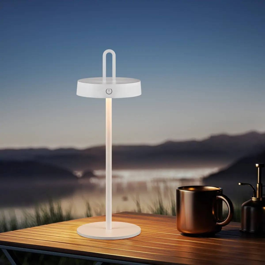 Lampe de table tactile LED dimmable rechargeable d'extérieur SHINE LED/1,5W/3,7V 3000 mAh IP44 blanche