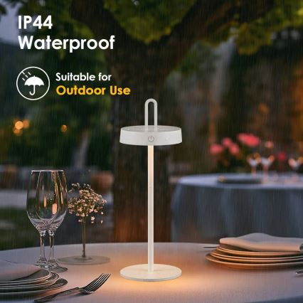 Lampe de table tactile LED dimmable rechargeable d'extérieur SHINE LED/1,5W/3,7V 3000 mAh IP44 blanche