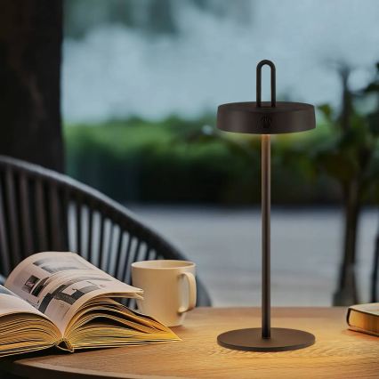 Lampe de table tactile LED dimmable rechargeable d'extérieur SHINE LED/1,5W/3,7V 3000 mAh IP44 noir