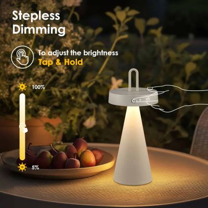 Lampe de table tactile rechargeable d'extérieur dimmable LED HALO LED/1,5W/3,7V 3000 mAh IP44 gris