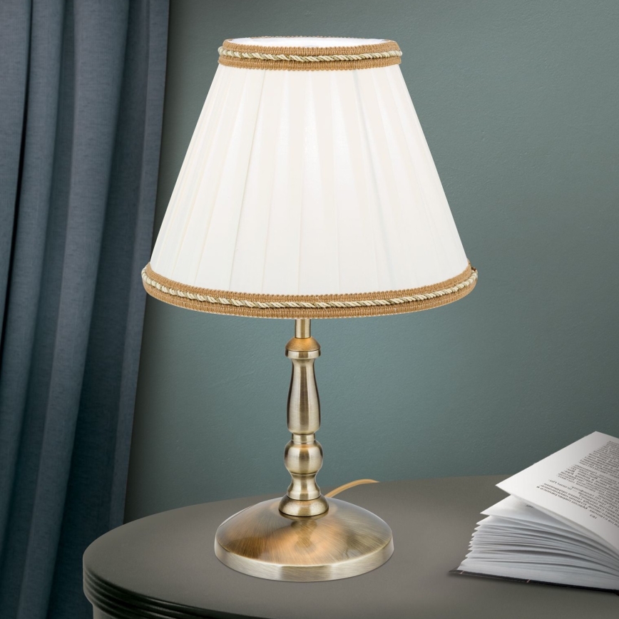 Lampe de table TONIA 1xE27/60W/230V d. 25 cm blanc/bronze