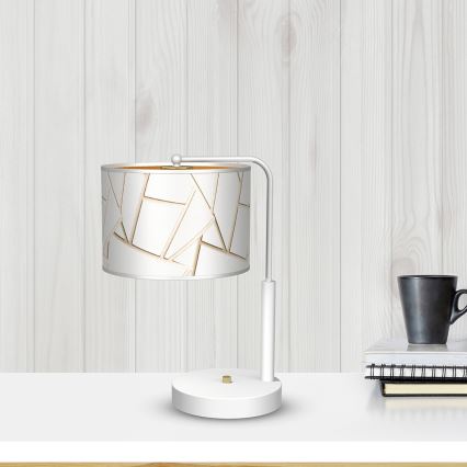 Lampe de table ZIGGY 1xE27/60W/230V blanche/dorée