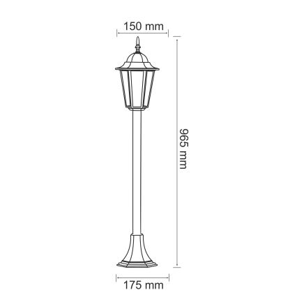 Lampe d'extérieur 1xE27/20W/230V IP43 96,5 cm noir