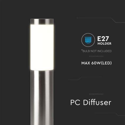 Lampe d'extérieur 1xE27/60W/230V IP44 110cm matte chromé