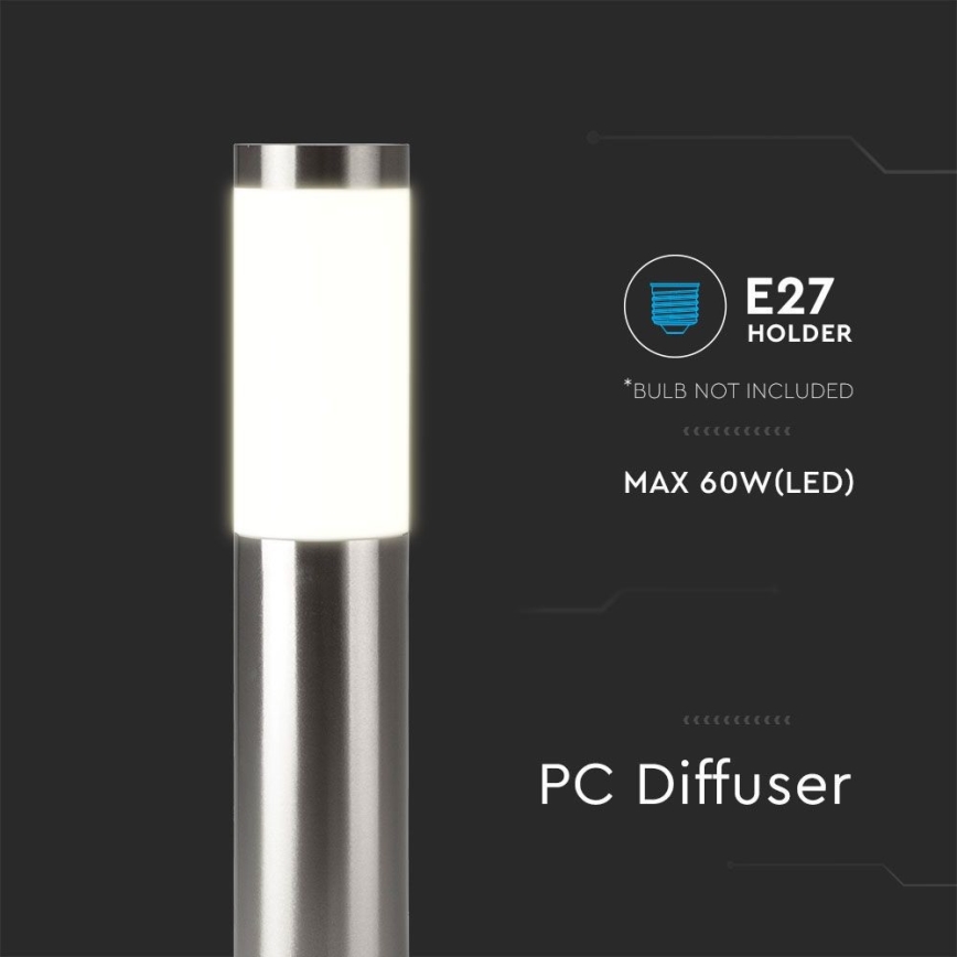 Lampe d'extérieur 1xE27/60W/230V IP44 110cm matte chromé