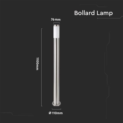 Lampe d'extérieur 1xE27/60W/230V IP44 110cm matte chromé