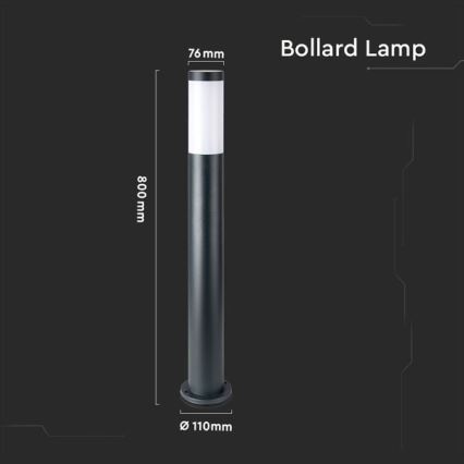 Lampe d'extérieur 1xE27/60W/230V IP44 80cm noir