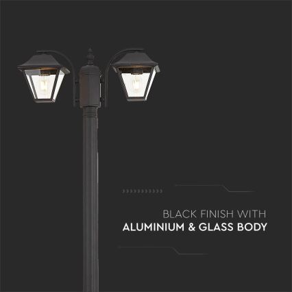 Lampe d'extérieur 2xE27/60W/230V IP44 232 cm noire