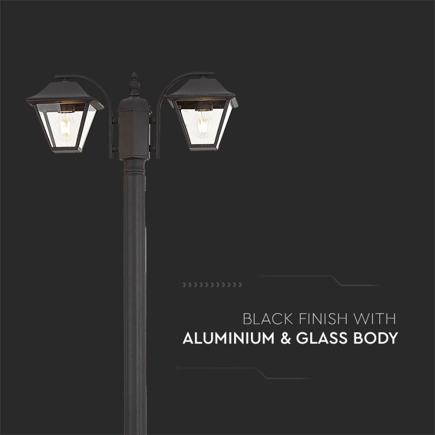 Lampe d'extérieur 2xE27/60W/230V IP44 232 cm noire