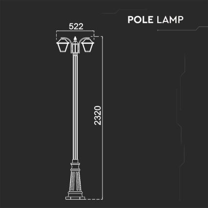 Lampe d'extérieur 2xE27/60W/230V IP44 232 cm noire