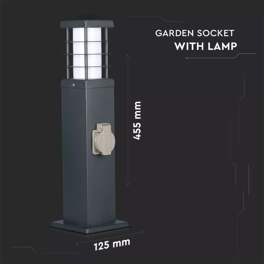 Lampe extérieur avec prises SCHUKO 1xE27/13W/230V IP44