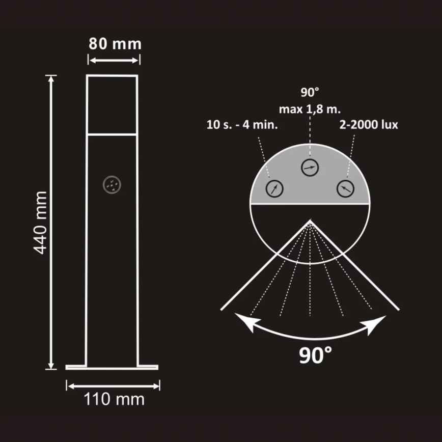 Lampe extérieure avec détecteur DALLAS 1xE27/12W/230V IP44 anthracite