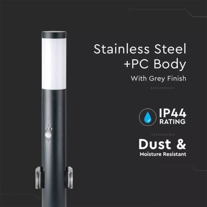 Lampe extérieure avec détecteur et 2 sockets SCHUKO 1xE27/60W/230V IP44 60cm anthracite