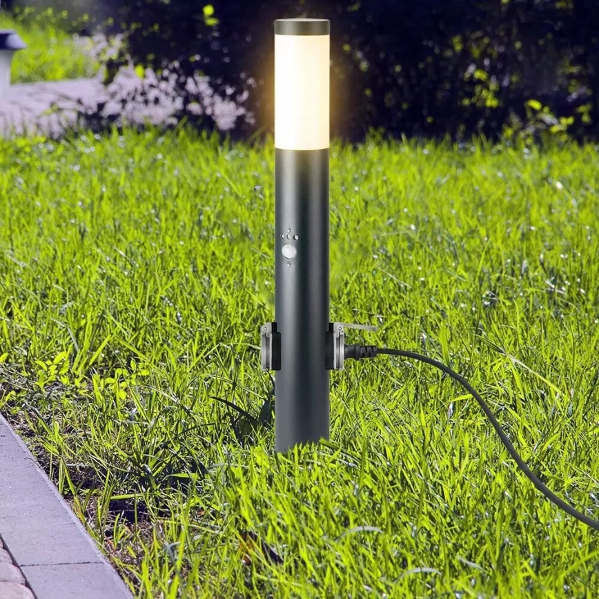 Lampe extérieure avec détecteur et 2 sockets SCHUKO 1xE27/60W/230V IP44 60cm anthracite
