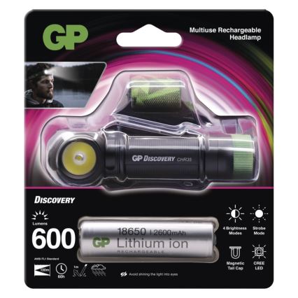 Lampe frontale GP DISCOVERY CHR35 LED/3,7V/2600mAh