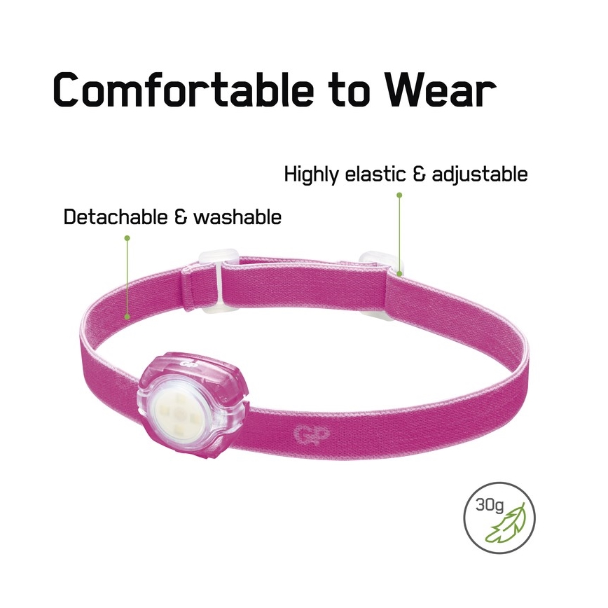 Lampe frontale LED GP EVERYBODY 4xLED/2×CR2025 rose