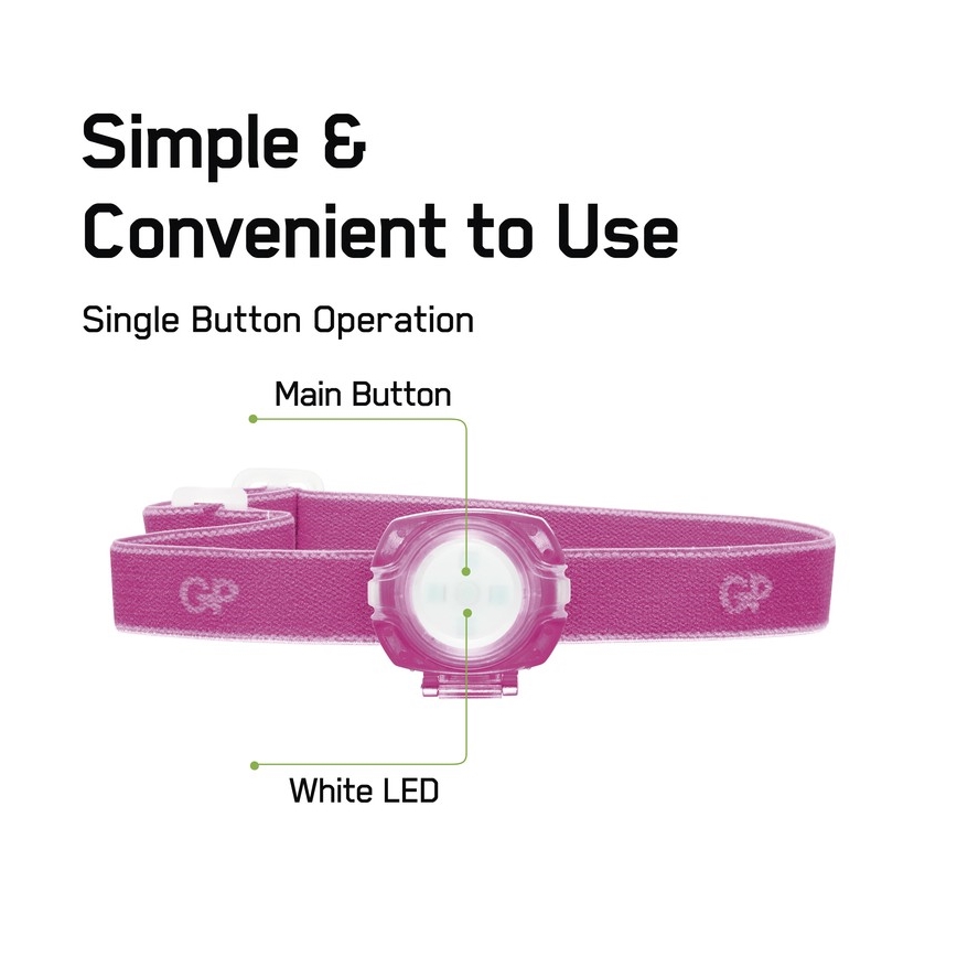 Lampe frontale LED GP EVERYBODY 4xLED/2×CR2025 rose