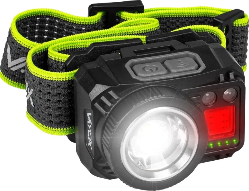 Lampe frontale LED rechargeable à intensité réglable, dotée d'un capteur et d'un éclairage rouge LED/6W/5V/3xAAA IP66 500 lm 1200 mAh