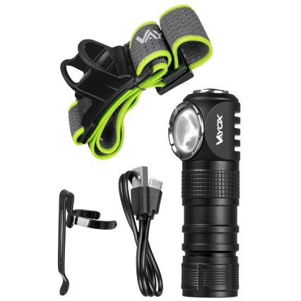 Lampe frontale LED rechargeable, à intensité réglable, 3 en 1, avec éclairage rouge LED/10W/5V IP66 500 lm 800 mAh
