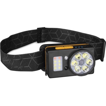 Lampe frontale LED rechargeable avec capteur et fonction powerbank, 1200 mAh, IP44, noire