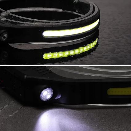 Lampe frontale rechargeable à intensité variable avec détecteur 2xLED/5V IP44 350 brillant 1200 mAh