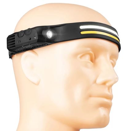 Lampe frontale rechargeable à intensité variable avec détecteur 3xLED/5V IP44 300 brillant 1200 mAh