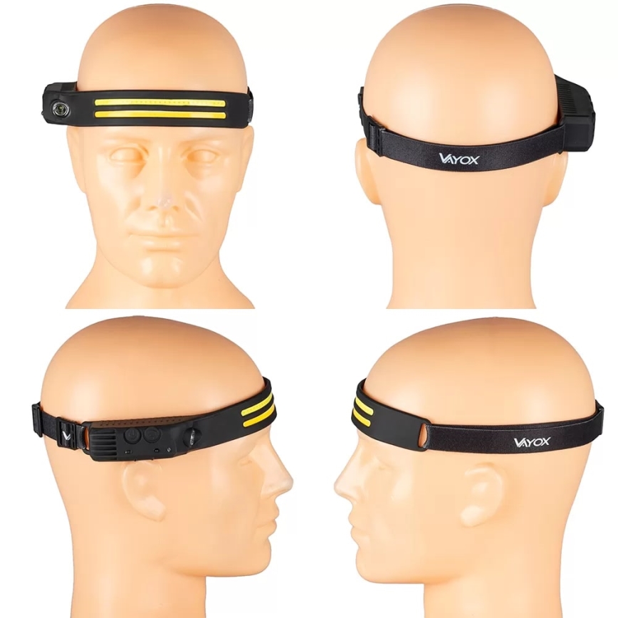 Lampe frontale rechargeable à intensité variable avec détecteur 3xLED/5V IP44 300 brillant 1200 mAh