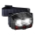 Lampe frontale rechargeable à intensité variable avec détecteur et éclairage rouge 2xLED/5W/5V/3xAAA IP65 500 brillant 1200 mAh