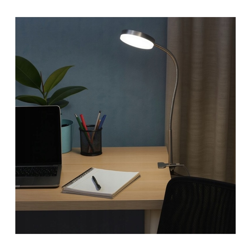 Lampe LED à pince 3,2 W / 230 V, chrome mat