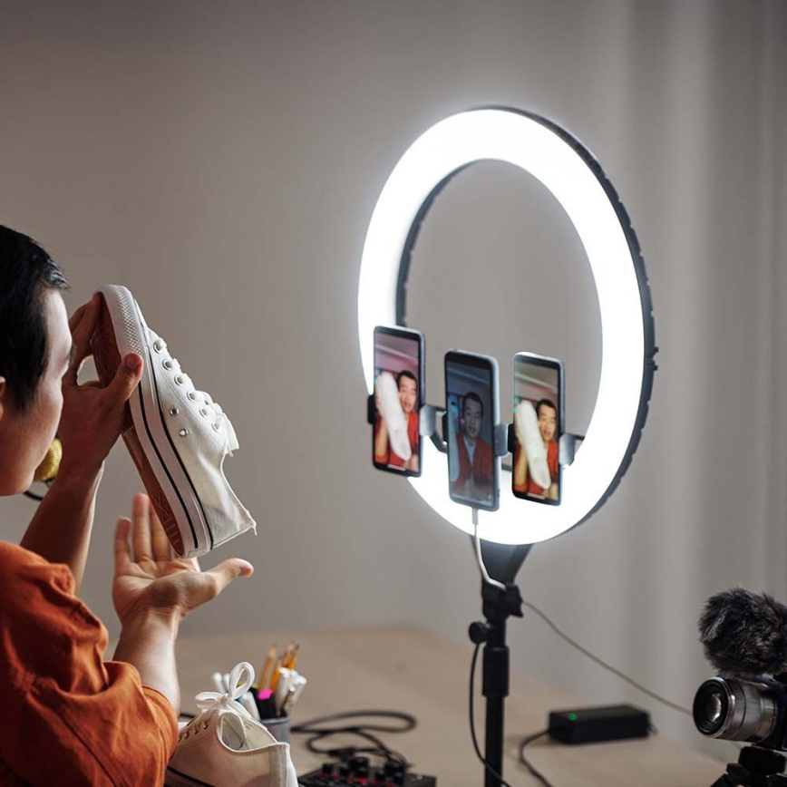 Lampe LED dimmable avec trépied et support pour le vlogging LED/55W/230V IRC 90 + télécommande