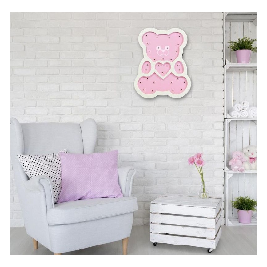 Lampe LED enfant LED/2xAA ours rose