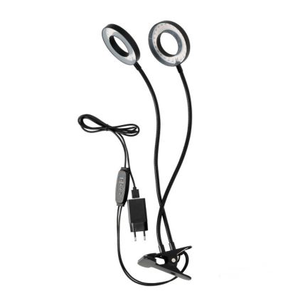 Lampe de bureau flexible à LED dimmable avec clip pour culture de plantes VITARO 2xLED/4W/230V noir