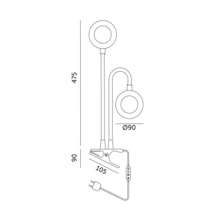 Lampe de bureau flexible à LED dimmable avec clip pour culture de plantes VITARO 2xLED/4W/230V noir