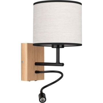 Lampe murale LED BOHO 1xE27/25W/230V + LED/1W/230V chêne