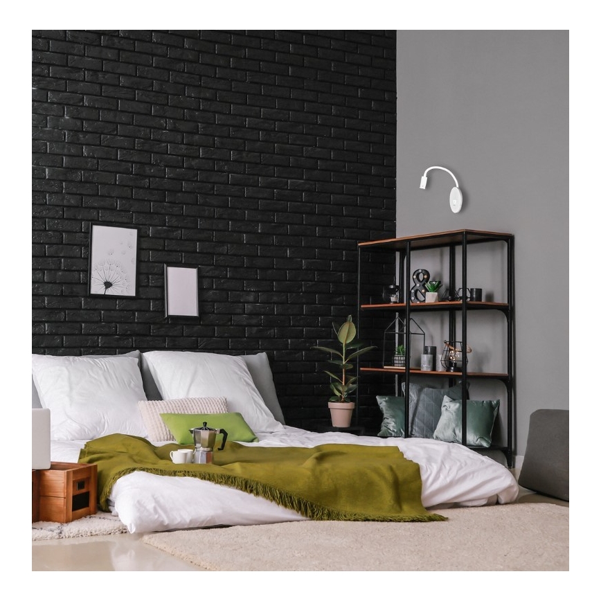 Lampe murale LED flexible avec port USB BASE LED/8W+LED/2W/230V blanc/argenté