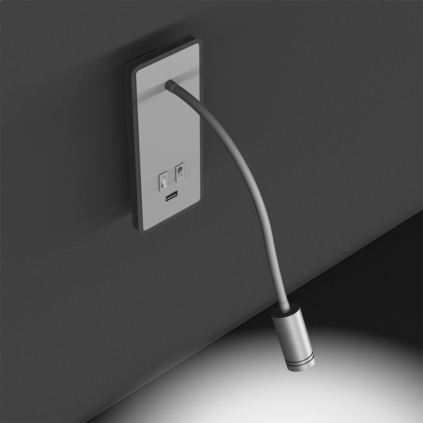 Lampe murale LED flexible avec port USB BASE LED/8W+LED/2W/230V blanche