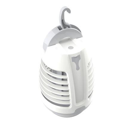 Lampe portable rechargeable avec piège à insectes LED/5W/1800 mAh IPX4 blanc/gris