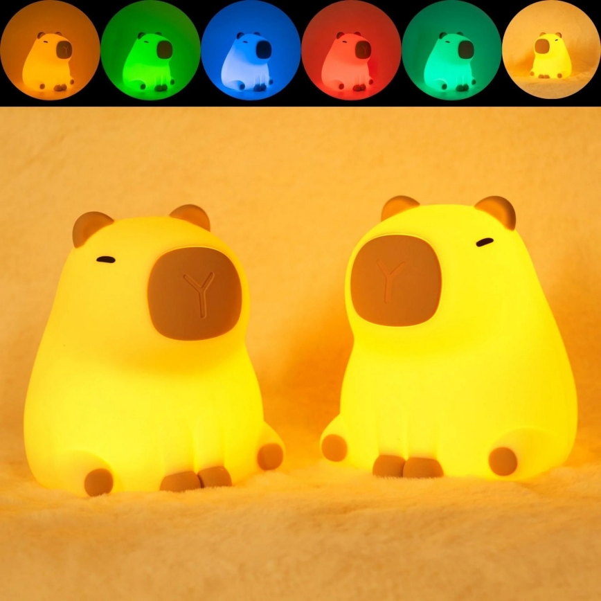 Lampe tactile pour enfants RGBW à intensité variable LED/1W/5V USB 1200 mAh capybara
