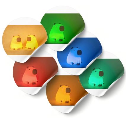 Lampe tactile pour enfants RGBW à intensité variable LED/1W/5V USB 1200 mAh capybara