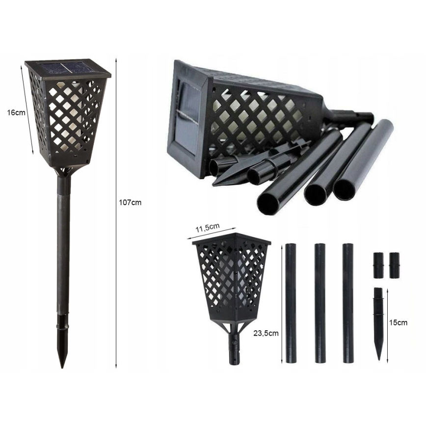 Lampe solaire avec capteur à LED 0,6 W/5,5 V IP65 2000 mAh 107 cm noire