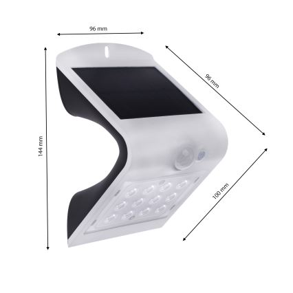 Lampe solaire avec détecteur de mouvement LED/1,5W/3,7V IP65