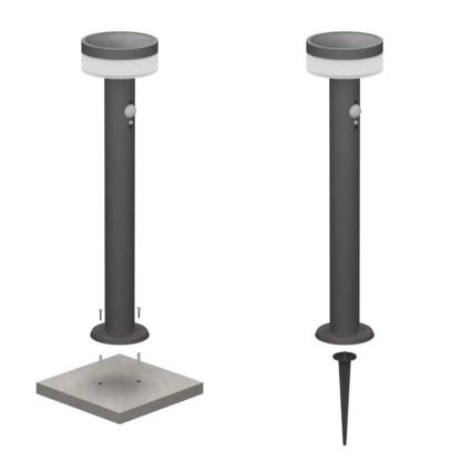 Lampe solaire avec détecteur LED/2W/3,7V 1200 mAh IP44 50 cm