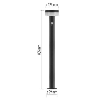 Lampe solaire avec détecteur LED/2W/3,7V 1200 mAh IP44 80 cm