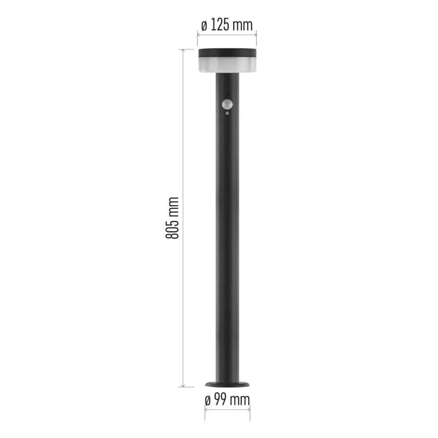 Lampe solaire avec détecteur LED/2W/3,7V 1200 mAh IP44 80 cm